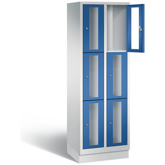 C+P Schließfachschrank Classic, 6 Fächer 610 x 1800 x 500 enzianblau/lichtgrau, Modell 8020A203