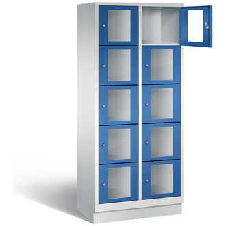 C+P Schließfachschrank Classic, 10 Fächer 810 x 1800 x 500 enzianblau/lichtgrau, Modell 8020A225