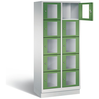 C+P Schließfachschrank Classic, 10 Fächer 810 x 1800 x 500 resedagrün/lichtgrau, Modell 8020A225