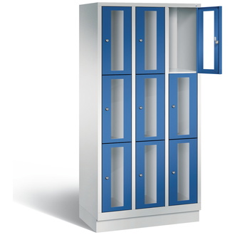 C+P Schließfachschrank Classic, 9 Fächer 900 x 1800 x 500 enzianblau/lichtgrau, Modell 8020A303