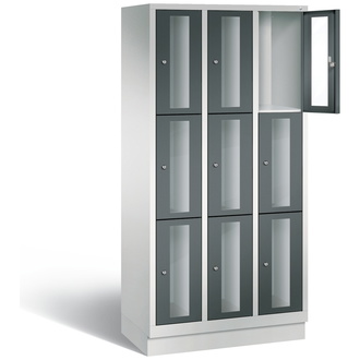 C+P Schließfachschrank Classic, 9 Fächer 900 x 1800 x 500 anthrazitgrau/lichtgrau, Modell 8020A303