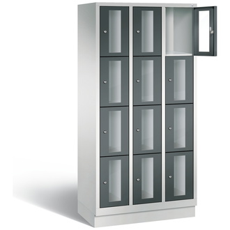 C+P Schließfachschrank Classic, 12 Fächer 900 x 1800 x 500 anthrazitgrau/lichtgrau, Modell 8020A304