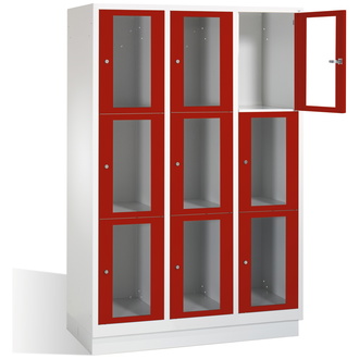 C+P Schließfachschrank Classic, 9 Fächer 1200 x 1800 x 500 rubinrot/lichtgrau, Modell 8020A323