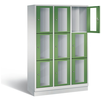 C+P Schließfachschrank Classic, 9 Fächer 1200 x 1800 x 500 resedagrün/lichtgrau, Modell 8020A323