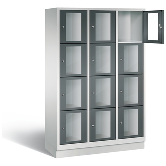 C+P Schließfachschrank Classic, 12 Fächer 1200 x 1800 x 500 anthrazitgrau/lichtgrau, Modell 8020A324