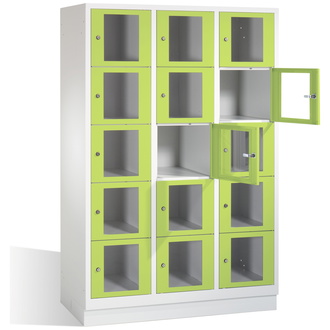 C+P Schließfachschrank Classic, 15 Fächer 1200 x 1800 x 500 viridingrün/lichtgrau, Modell 8020A325