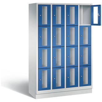 C+P Schließfachschrank Classic, 16 Fächer 1190 x 1800 x 500 enzianblau/lichtgrau, Modell 8020A404