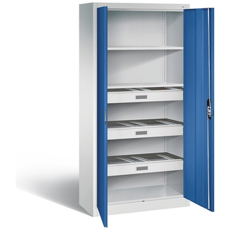 C+P Büro-Drehtürenschrank Acurado 930 x 1950 x 400 lichtgrau/enzianblau, Modell 9260-425