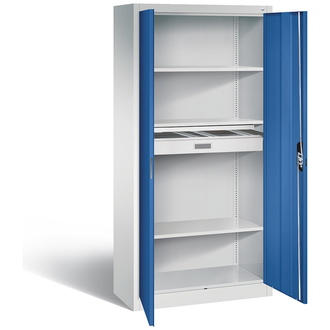 C+P Büro-Drehtürenschrank Acurado 930 x 1950 x 400 lichtgrau/enzianblau, Modell 9260-430