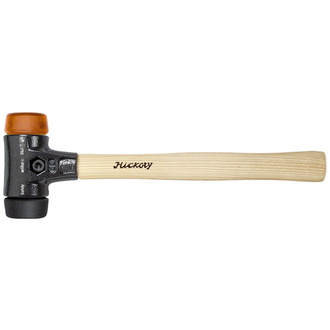 Wiha Schonhammer Safety mittelweich und hart, Gummihammer mit hochwertigem Hickory Holzstiel, Rund-Schlagkopf 30mm