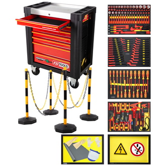 KS Tools PERFORMANCEplus Werkstattwagen e10 mit 164 isolierten Werkzeugen für Hybrid- und Elektrofahrzeuge