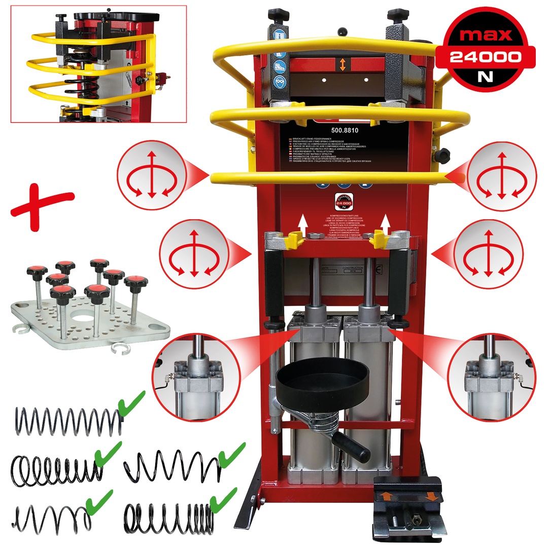 KS Tools Druckluft-Stand-Federspanner mit Doppel-Zylinder inkl. Adapterplatte