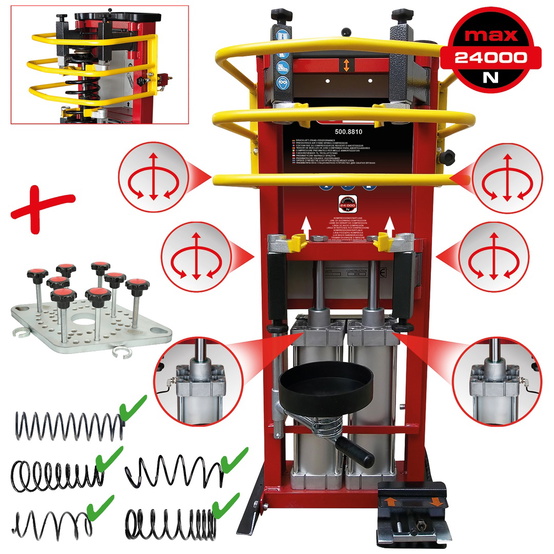 KS Tools Druckluft-Stand-Federspanner mit Doppel-Zylinder inkl. Adapterplatte