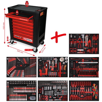 KS Tools PERFORMANCEplus Werkstattwagen-Satz P15 mit 397 Werkzeugen für 7 Schubladen