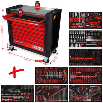 KS Tools PERFORMANCEplus Werkstattwagen-Satz P25 mit 564 Werkzeugen für 8 Schubladen