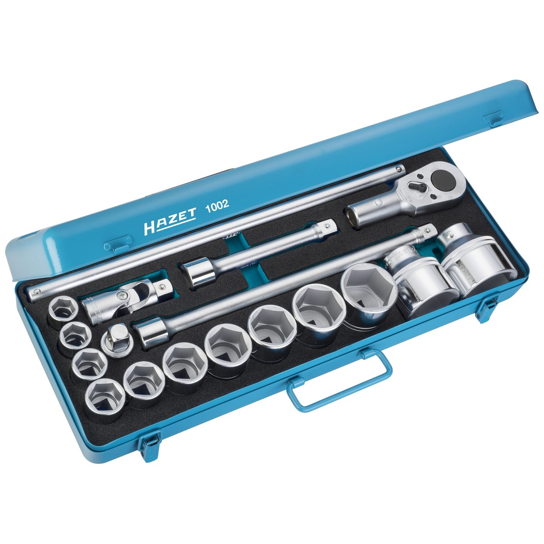 Hazet Steckschlüssel Satz 3/4 (20 mm) Vierkant hohl, Außen Sechskant, 18-tlg., 22 - 60