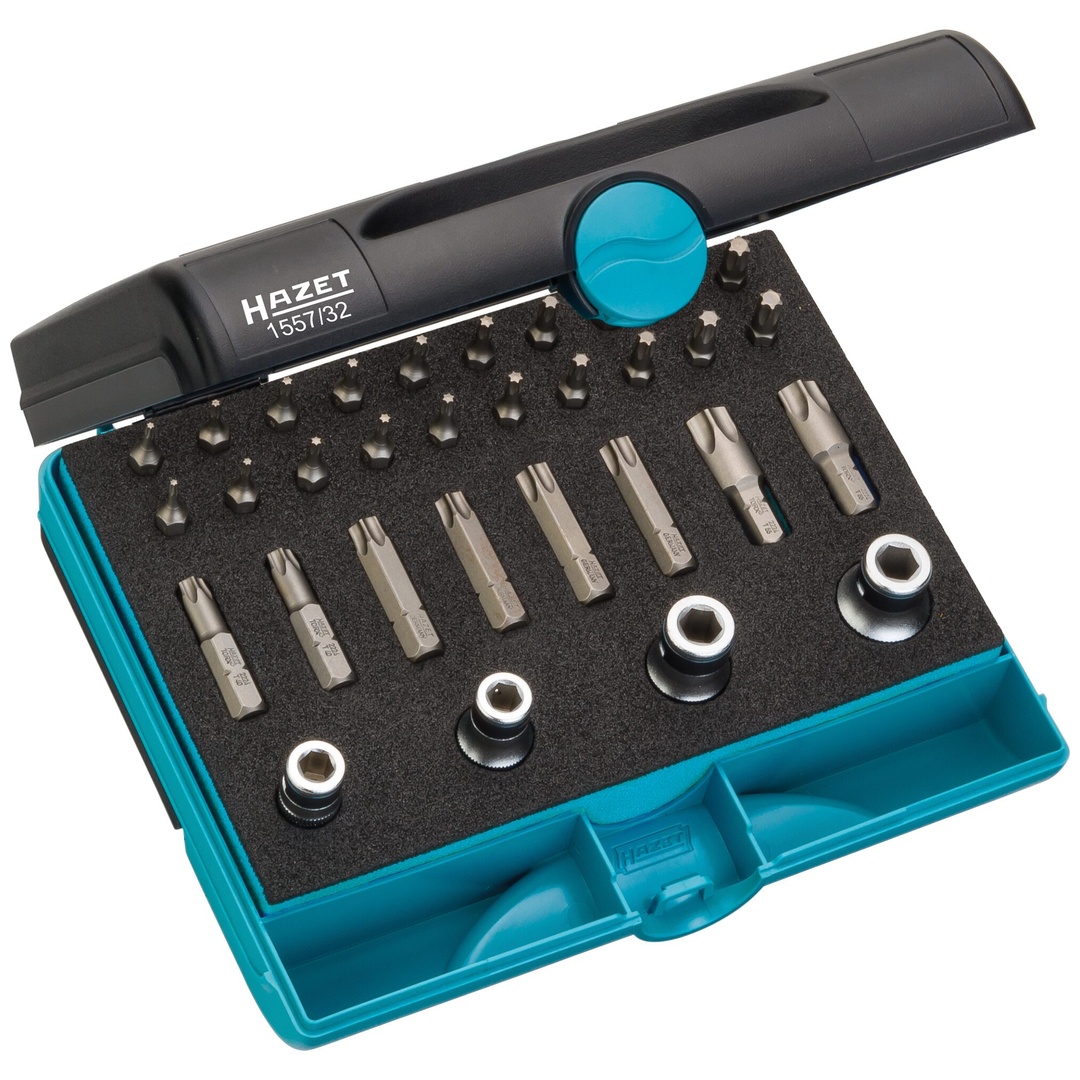 Hazet Werkzeug Satz 1/4 (6,3 mm) Sechskant massiv, Innen TX Profil, 32-tlg., T6 - T55