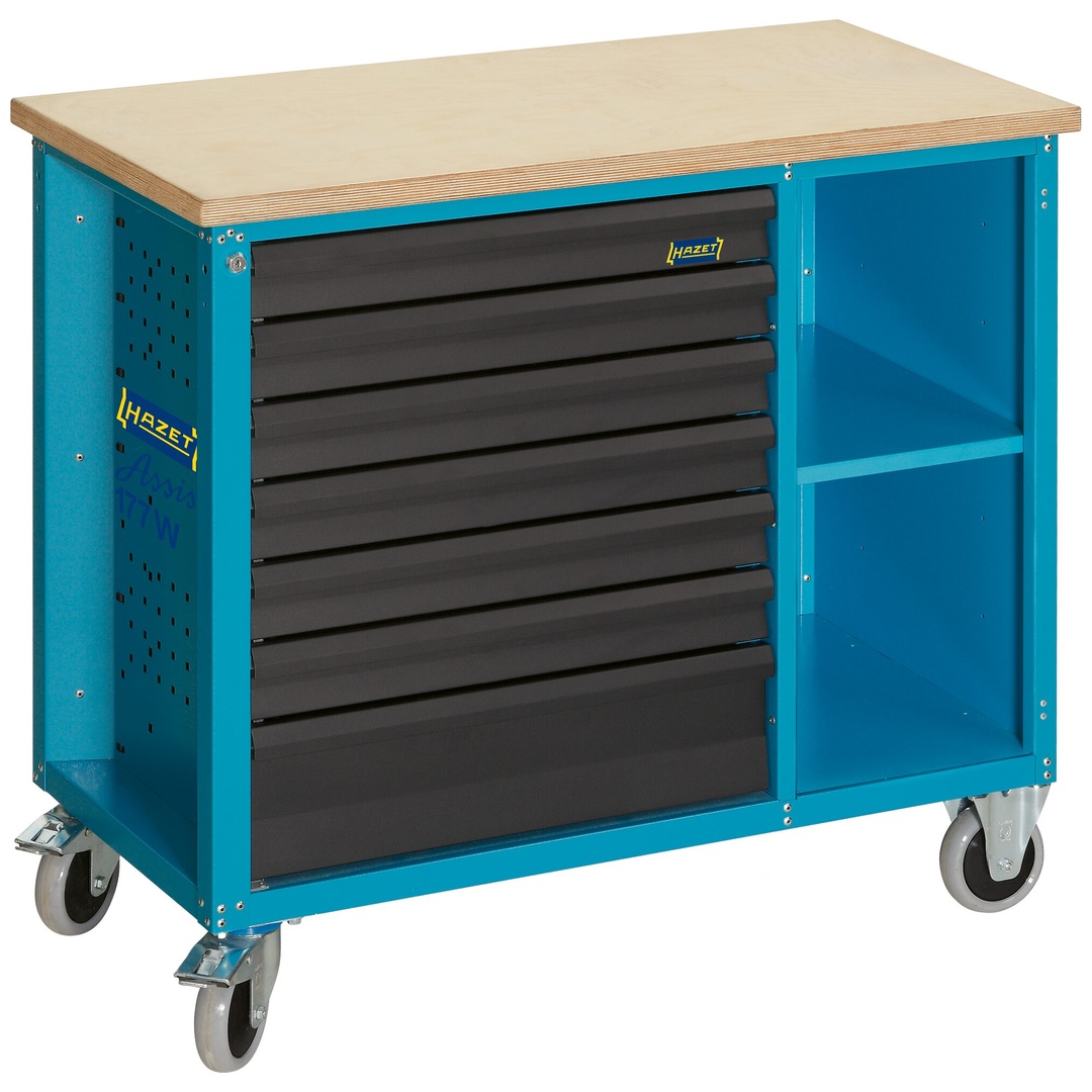 Hazet Werkbank, fahrbar Assistent 177W, einzeln, (LxBxH) 1040 x 520 x 934 mm, Schubladen, flach: 6 x 79 x 527 x 348 mm, Schubladen, hoch: 1 x 164 x 52