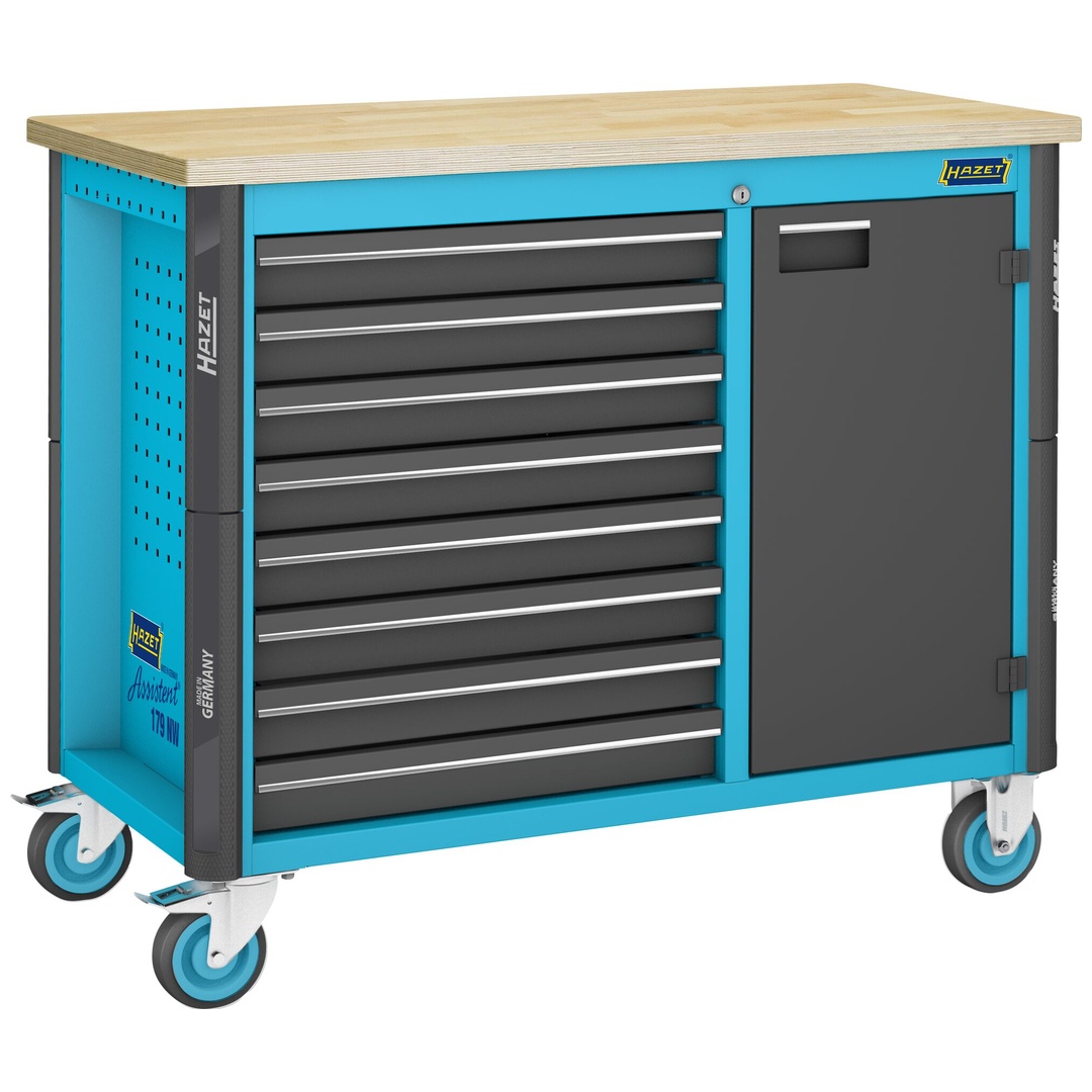 Hazet Werkbank, fahrbar Assistent 179NW, einzeln, (LxBxH) 1150 x 600 x 964 mm, Schubladen, flach: 8 x 81 x 522 x 398 mm