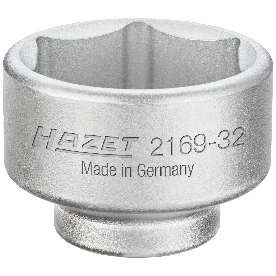 Hazet Ölfilterschlüssel 2169-32, 3/8 (10 mm) Vierkant hohl, Außen Sechskant Profil, SW 32 mm
