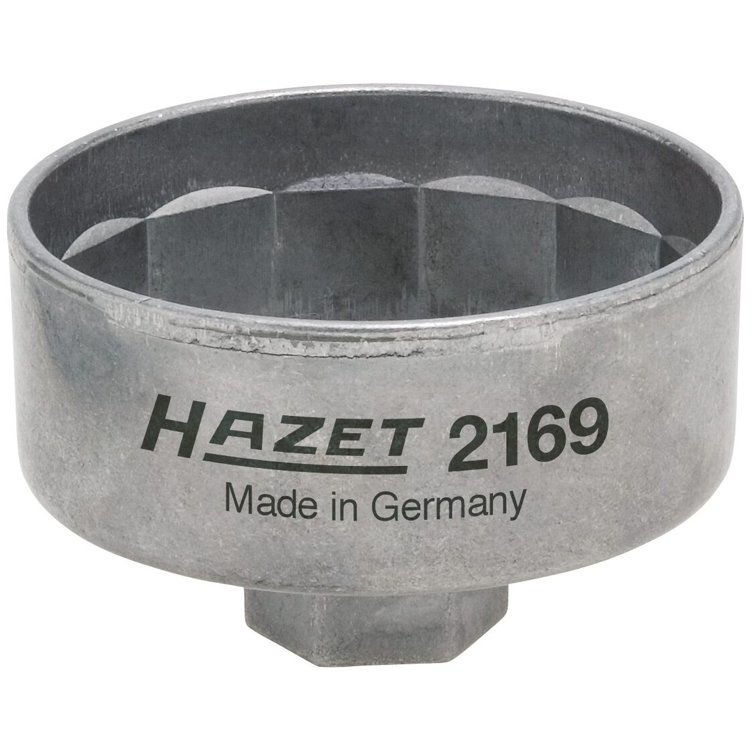 Hazet Ölfilterschlüssel 2169, 3/8 (10 mm) Vierkant hohl, Außen 14-kant Profil, SW 74 mm