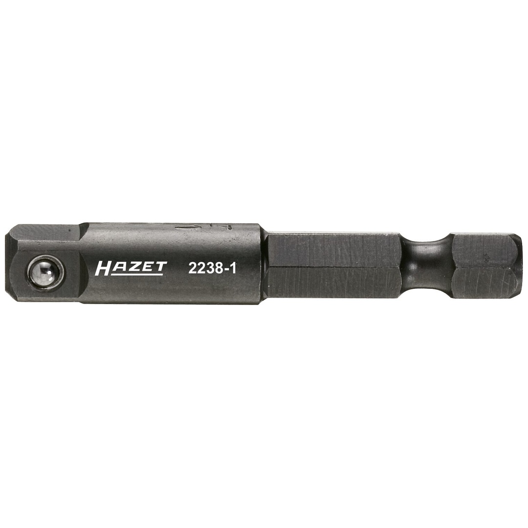 Hazet Adapter 2238-1, 1/4 (6,3 mm) Sechskant massiv, 1/4 (6,3 mm) Vierkant massiv, Länge 50 mm