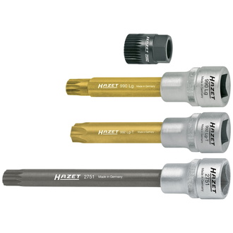 Hazet Keil(rippen)riemenscheibe-Werkzeug, Vierkant hohl 12,5 mm (1/2"), Innen Vielzahn Profil XZN, Innen TORX Profil, Anzahl Werkzeuge: 4