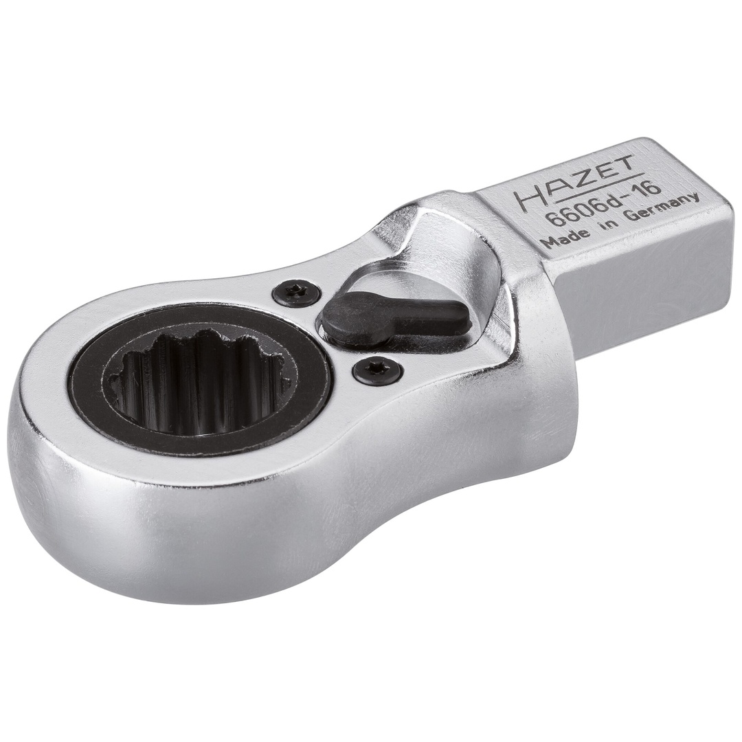 Hazet Einsteck-Ratschen-Ringschlüssel 14 x 18 mm Einsteck-Vierkant massiv, Außen Doppelsechskant Profil, SW 16 mm