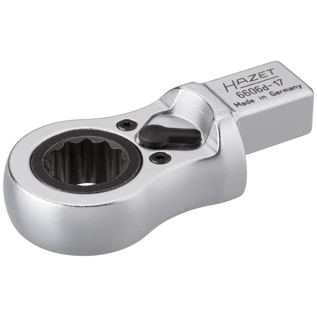 Hazet Einsteck-Ratschen-Ringschlüssel 14 x 18 mm Einsteck-Vierkant massiv, Außen Doppelsechskant Profil, SW 17 mm