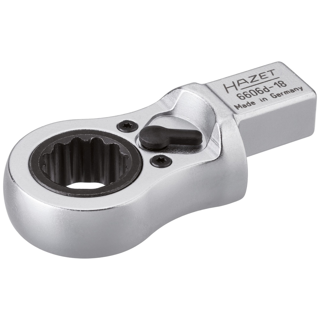 Hazet Einsteck-Ratschen-Ringschlüssel 14 x 18 mm Einsteck-Vierkant massiv, Außen Doppelsechskant Profil, SW 18 mm