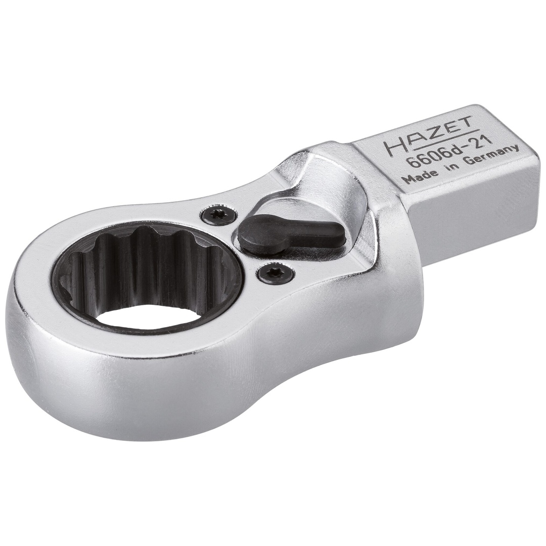 Hazet Einsteck-Ratschen-Ringschlüssel 14 x 18 mm Einsteck-Vierkant massiv, Außen Doppelsechskant Profil, SW 21 mm