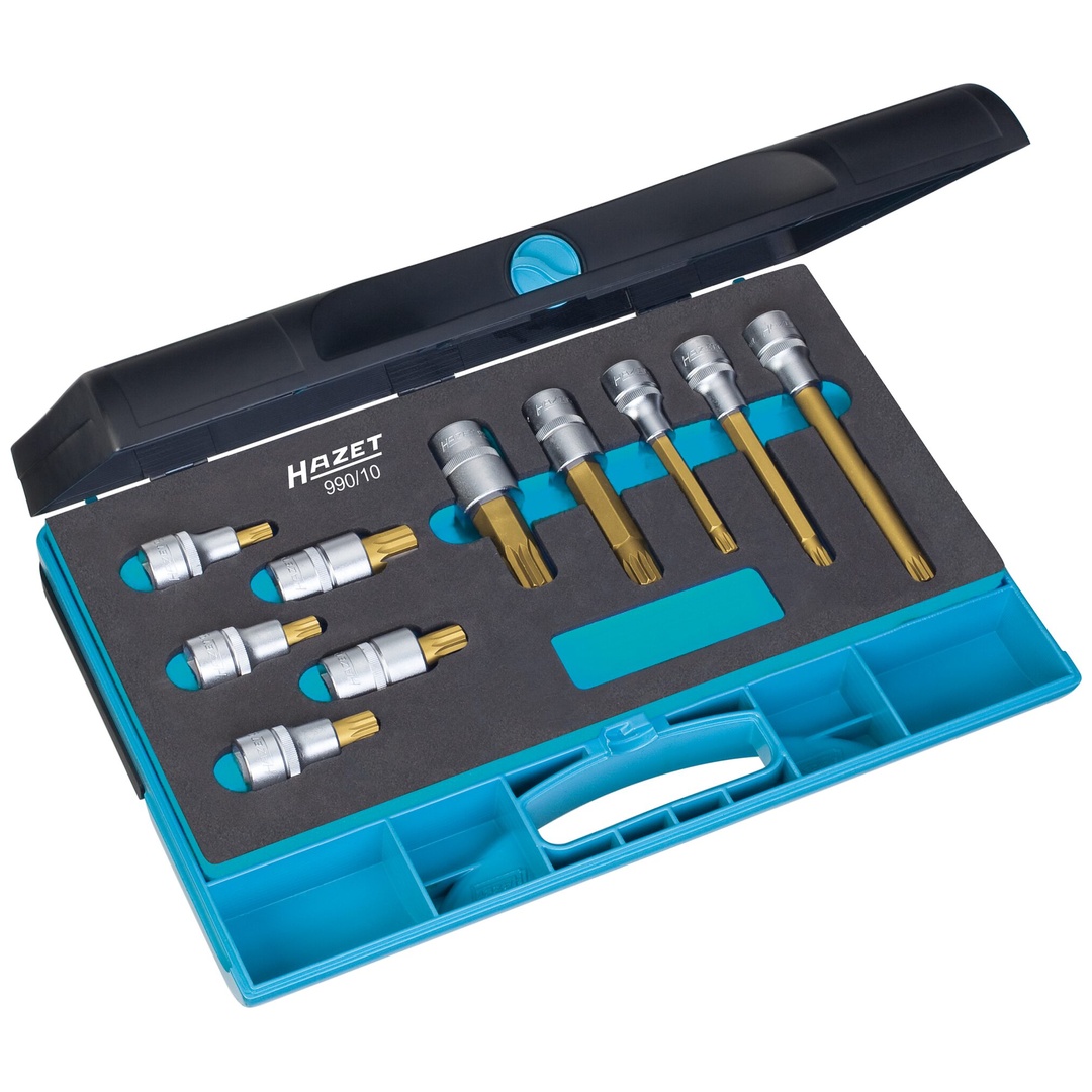 Hazet Schraubendreher-Steckschlüsseleinsatz Satz 1/2 (12,5 mm) Vierkant hohl, Innen Vielzahn Profil XZN, 10-tlg., M8 - M18