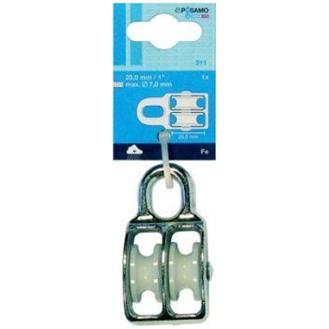 PÖSAMO Blockseilrolle doppelt für S.7 mm, 25 mm, a 1 Stk.