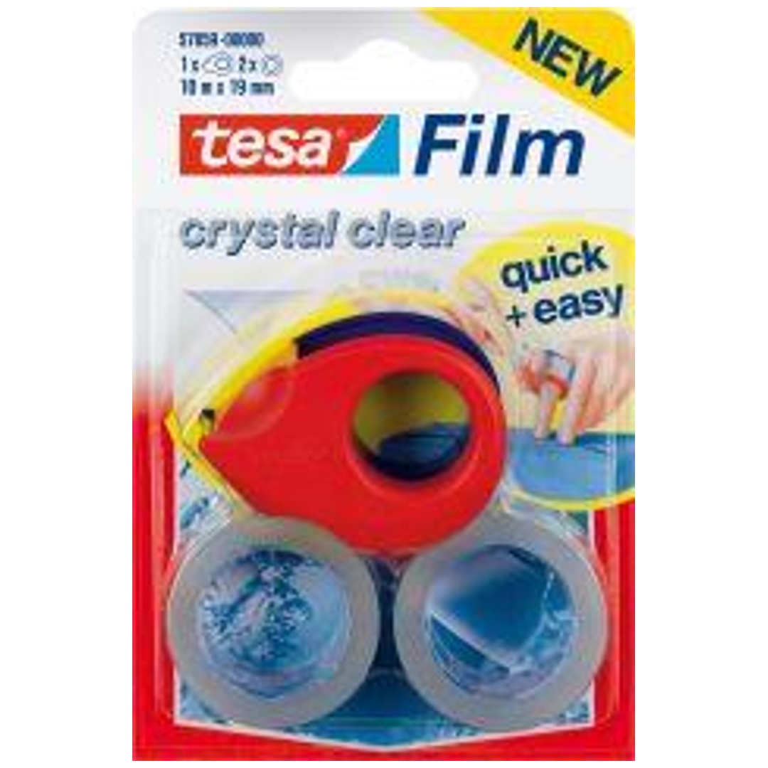 Tesa Film Mini Abroller für 2 Rollen 10 m, 19 mm kristallklar