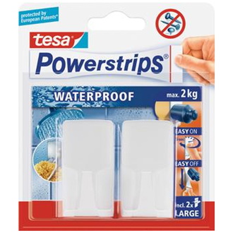 Tesa Haken Wave, weiß Inhalt 2Stück Powerstrips Waterproof