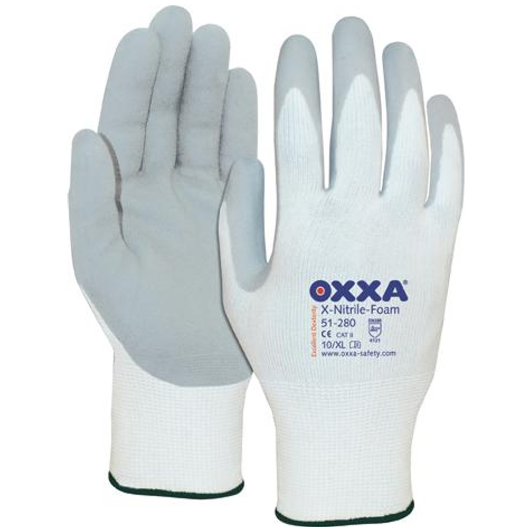 OXXA Montagehandschuh X-Nitil-Foam, Gr. 9 weiß-hellgrau