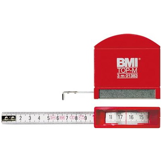 BMI Taschenbandmaß mit Sichtfenster 3 m x 13 mm weiß