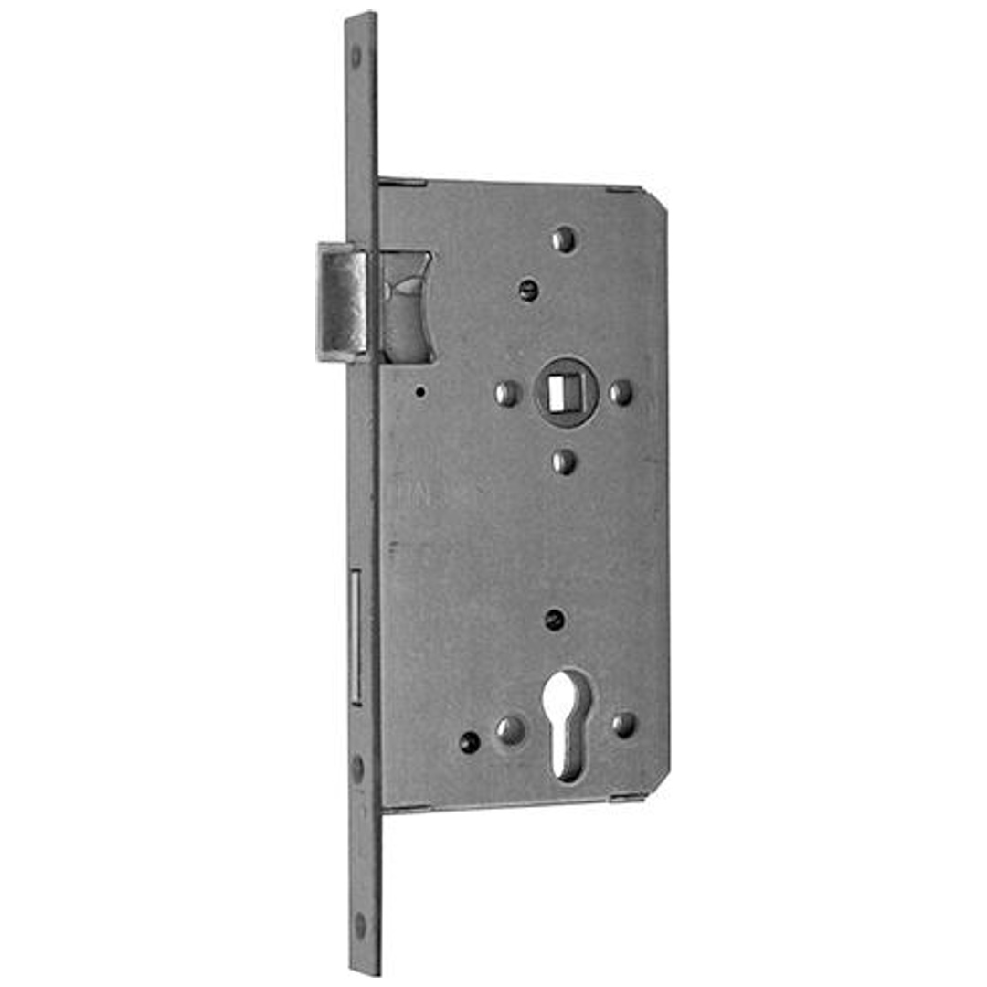 Bever Einsteckschloss für Haustür, Stulpbreite 20 mm, Dornmaß 65 mm, DIN Links, silber