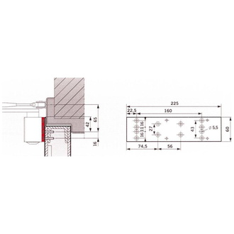 Dorma Montageplatte Nr.7380 aus Stahl, für TS 73 silberfarben