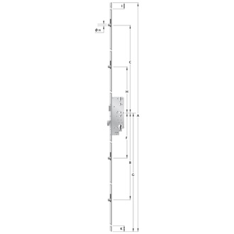 KFV Mehrfachverriegelung Nr.8772F verz. 8/55/72 mm 2170X20 mm