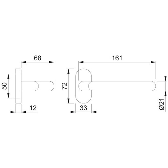 Hoppe FH Dr.-Halbgarnitur VK9 oh. Schlüsselros., Stützn., Rückholf., EDSTA, F69 - 3