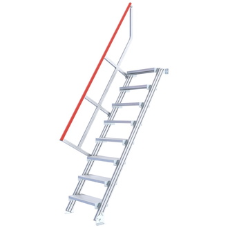 Hymer Ortsfeste Treppe ohne Plattform, Neigung 60°, Stufenbreite 600 mm, 4 Stufen, Standhöhe 1,00 m