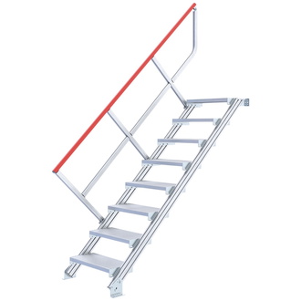 Hymer Ortsfeste Treppe ohne Plattform, Neigung 45°, Stufenbreite 600 mm, 4 Stufen, Standhöhe 0,85 m