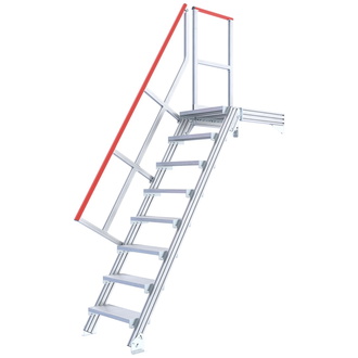 Hymer Ortsfeste Treppe mit Plattform , Neigung 60°, Stufenbreite 600 mm, 4 Stufen, Standhöhe 1,00 m