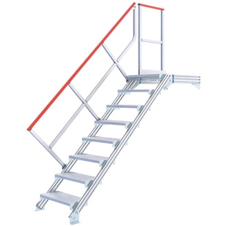 Hymer Ortsfeste Treppe mit Plattform , Neigung 45°, Stufenbreite 600 mm, 4 Stufen, Standhöhe 0,85 m