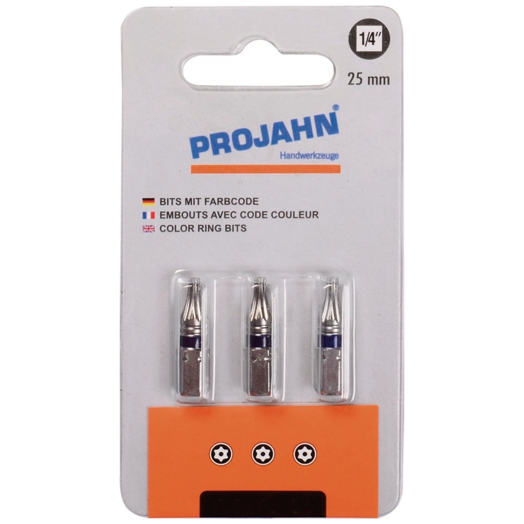 Projahn 1/4 markierter Bit TX mit Bohrung T40 3er Pack L25 mm