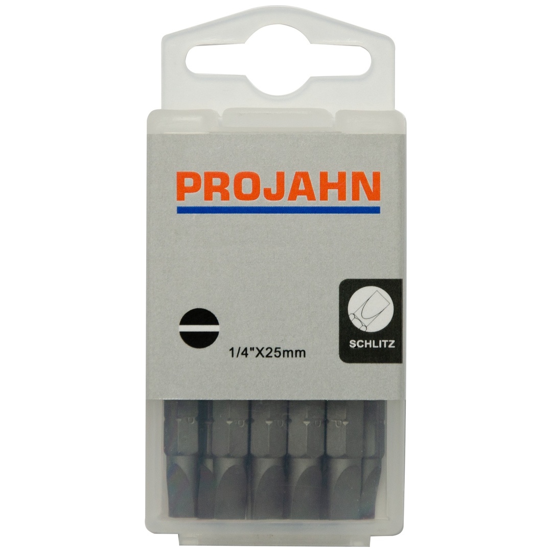 Projahn Schraubendreher-Bits 1/4 Zoll – Schlitz 6,5x1,2 Mm, 25 Mm Länge, 10er-Pack