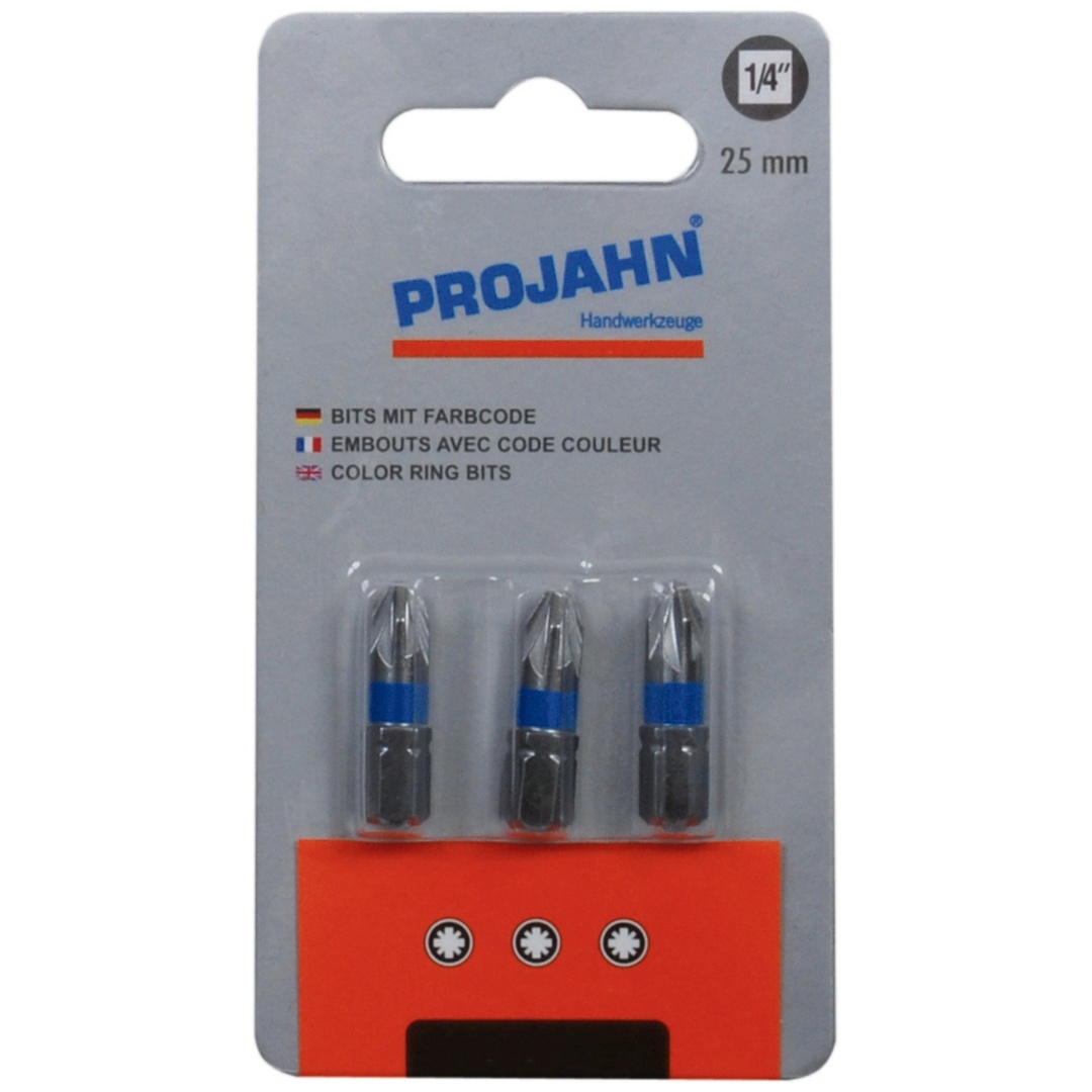 Projahn 1/4 markierter Bit Pozidriv Nr. 3. 3er Pack L25 mm