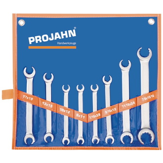 Projahn Offener Doppelringschlüssel Satz 8-tlg. 9 x 11 - 10 x 12 - 13 x 15 - 14 x 17 mm - 3/8" x 7/16" - 1/2" x 9/16" - 11/16" x 3/4" - 7/8" x 15/16"