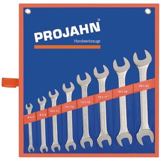 Projahn Doppelgabelschlüssel Set 8-tlg. 6 x 7 - 8 x 9 - 10 x 11 - 12 x 13 - 14 x 15 - 16 x 17 - 18 x 19 - 20 x 22 mm